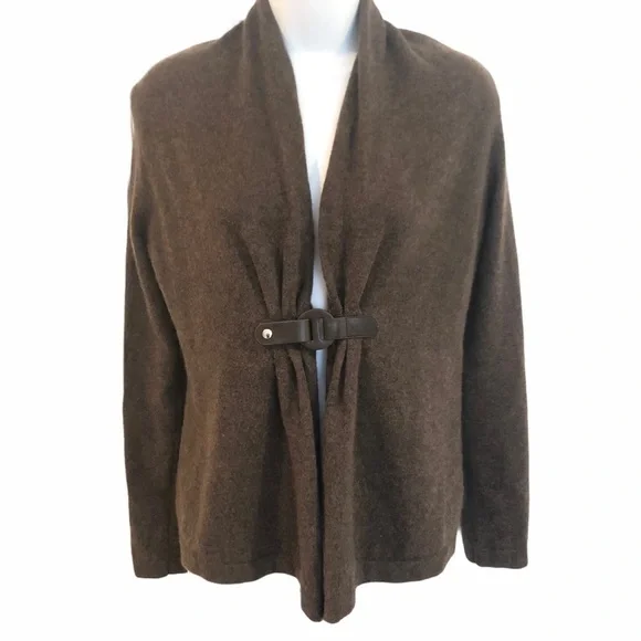 Fenn Wright Manson brown cashmere sweater brown faux leather front belt small - Picture 1 of 7